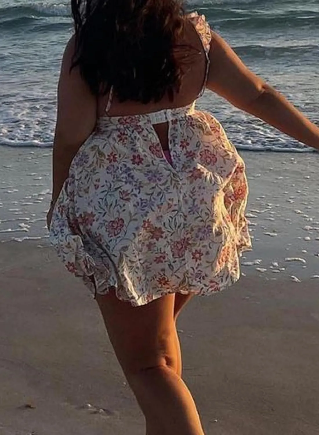 NUFIWI Y2K Ruffle Hem Babydoll Mini Dresses Square Neck Spaghetti Strap Short Dresses Boho Flowy Patchwork Sundress Vocation