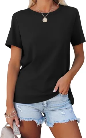 ORANDESIGNE Womens T Shirts Short Sleeve Color Block Tops Casual Summer Fashion Tees