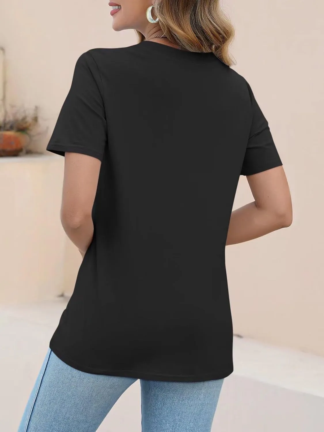ORANDESIGNE Womens T Shirts Short Sleeve Color Block Tops Casual Summer Fashion Tees