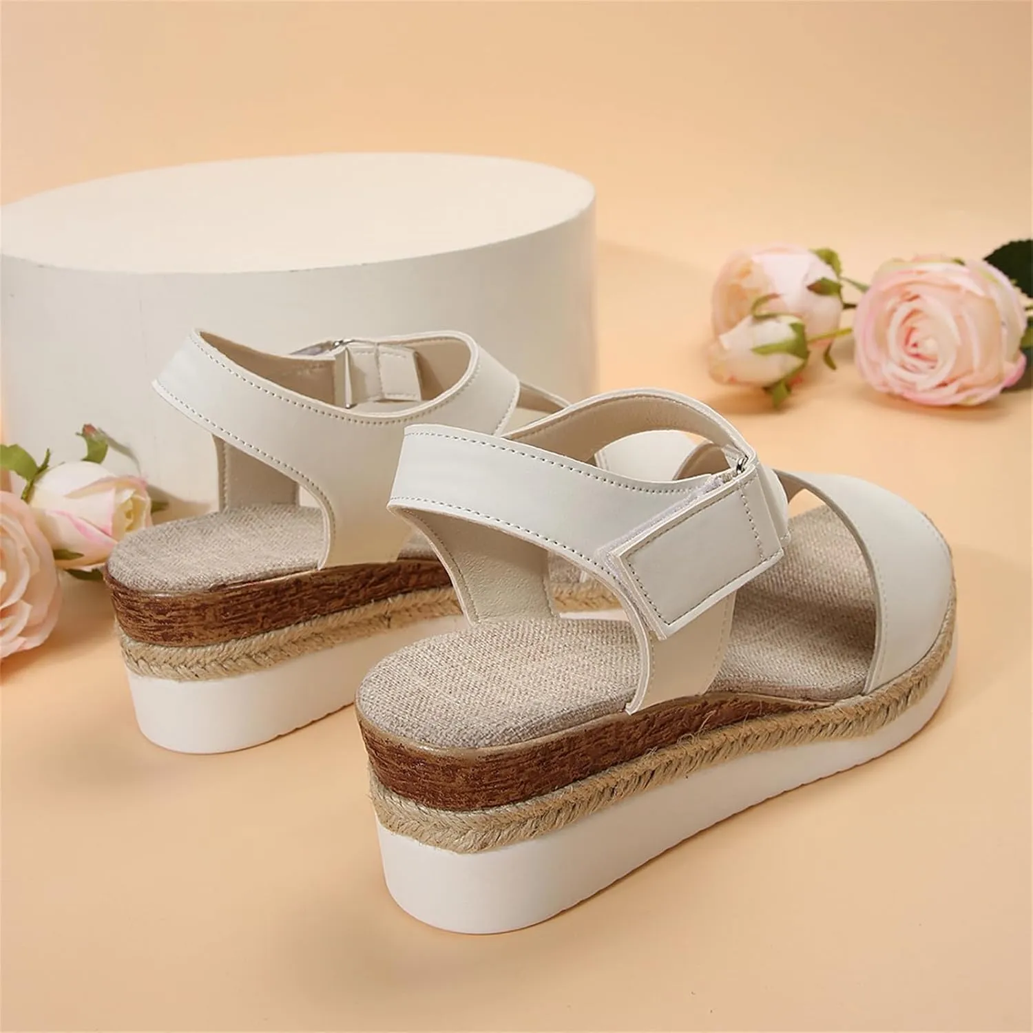 Orthopedic Platform Wedge Sandals for Women Dressy Open Toe Ankle Strap Espadrilles Arch Support Sandals Summer Casual Comfortable Orthotic Walking Shoes