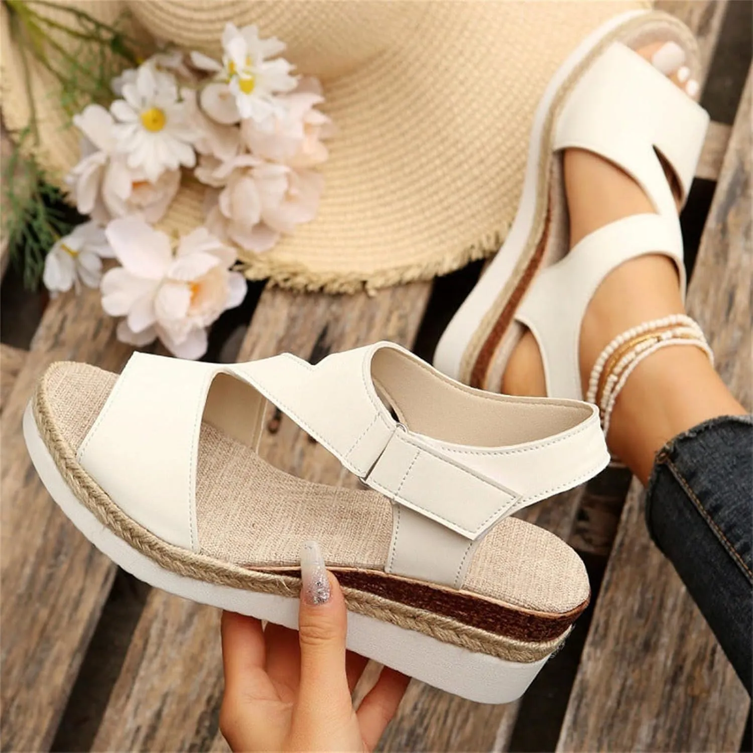 Orthopedic Platform Wedge Sandals for Women Dressy Open Toe Ankle Strap Espadrilles Arch Support Sandals Summer Casual Comfortable Orthotic Walking Shoes