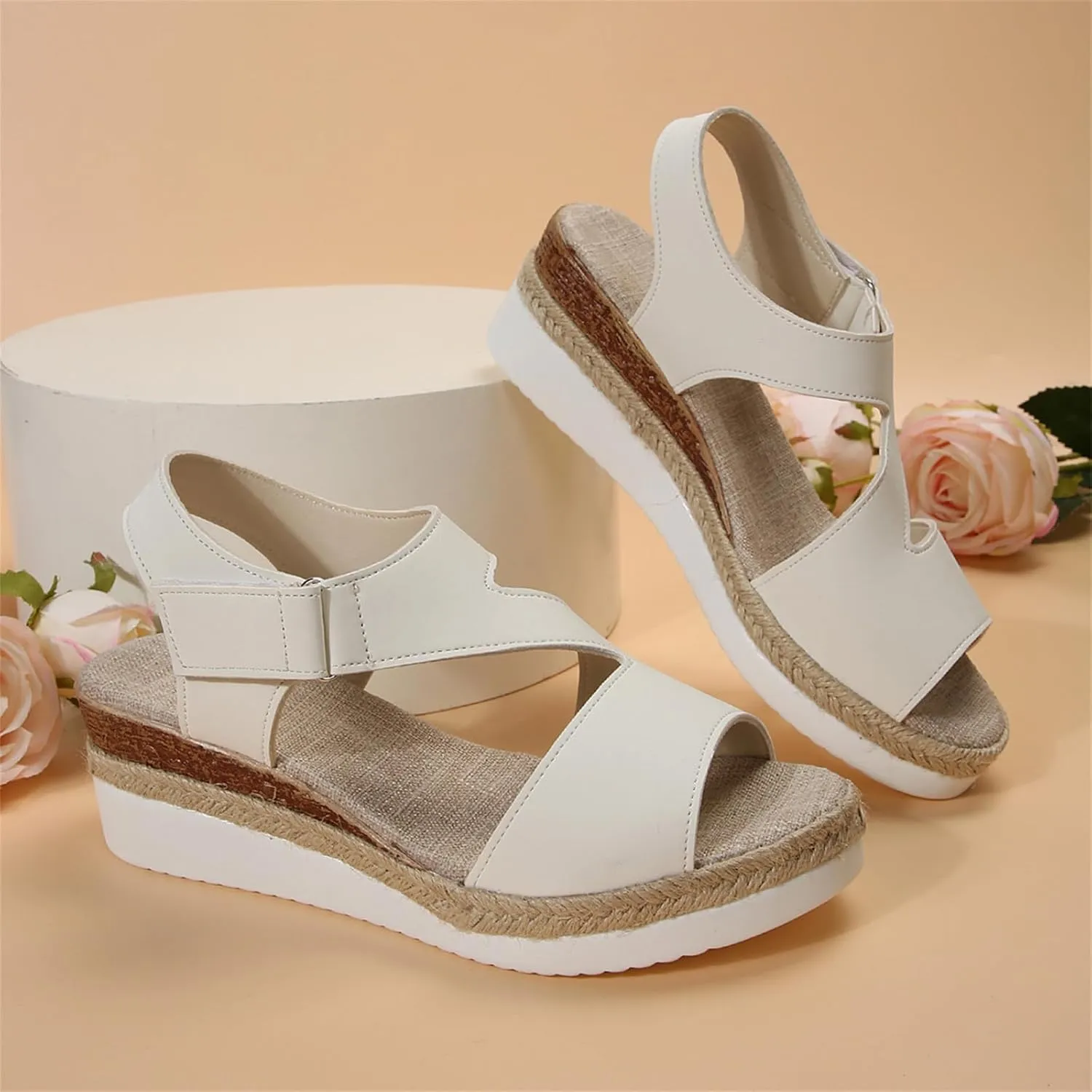 Orthopedic Platform Wedge Sandals for Women Dressy Open Toe Ankle Strap Espadrilles Arch Support Sandals Summer Casual Comfortable Orthotic Walking Shoes