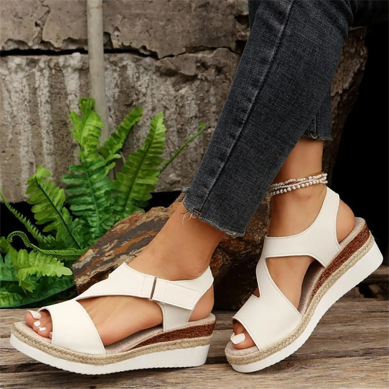 Orthopedic Platform Wedge Sandals for Women Dressy Open Toe Ankle Strap Espadrilles Arch Support Sandals Summer Casual Comfortable Orthotic Walking Shoes