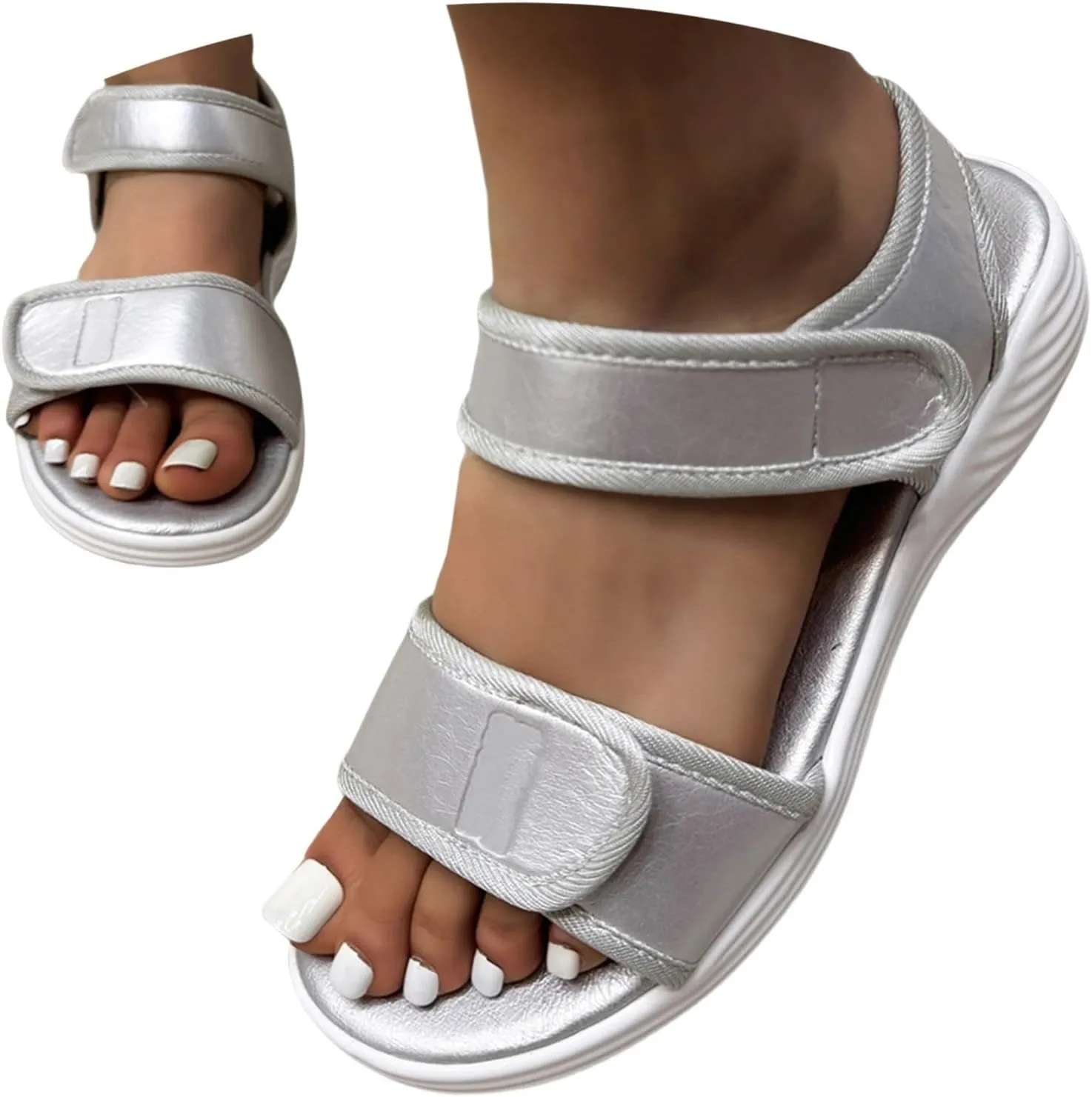Orthopedic Sandals for Women Arch Support Mesh Ankle Strap Hiking Sandals Summer Open Toe Slip On Walking Shoes Comfortable Wide Width Sport Shoes