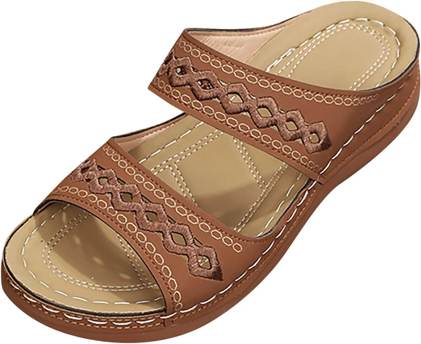 Orthopedic Wedge Sandals for Women 2025 Summer Dressy Fashion Boho Open Toe Slingback Slippers with Womens Wedge Sandal Wide Width Breathable Comfortable Beach Walking Outdoor Sandals