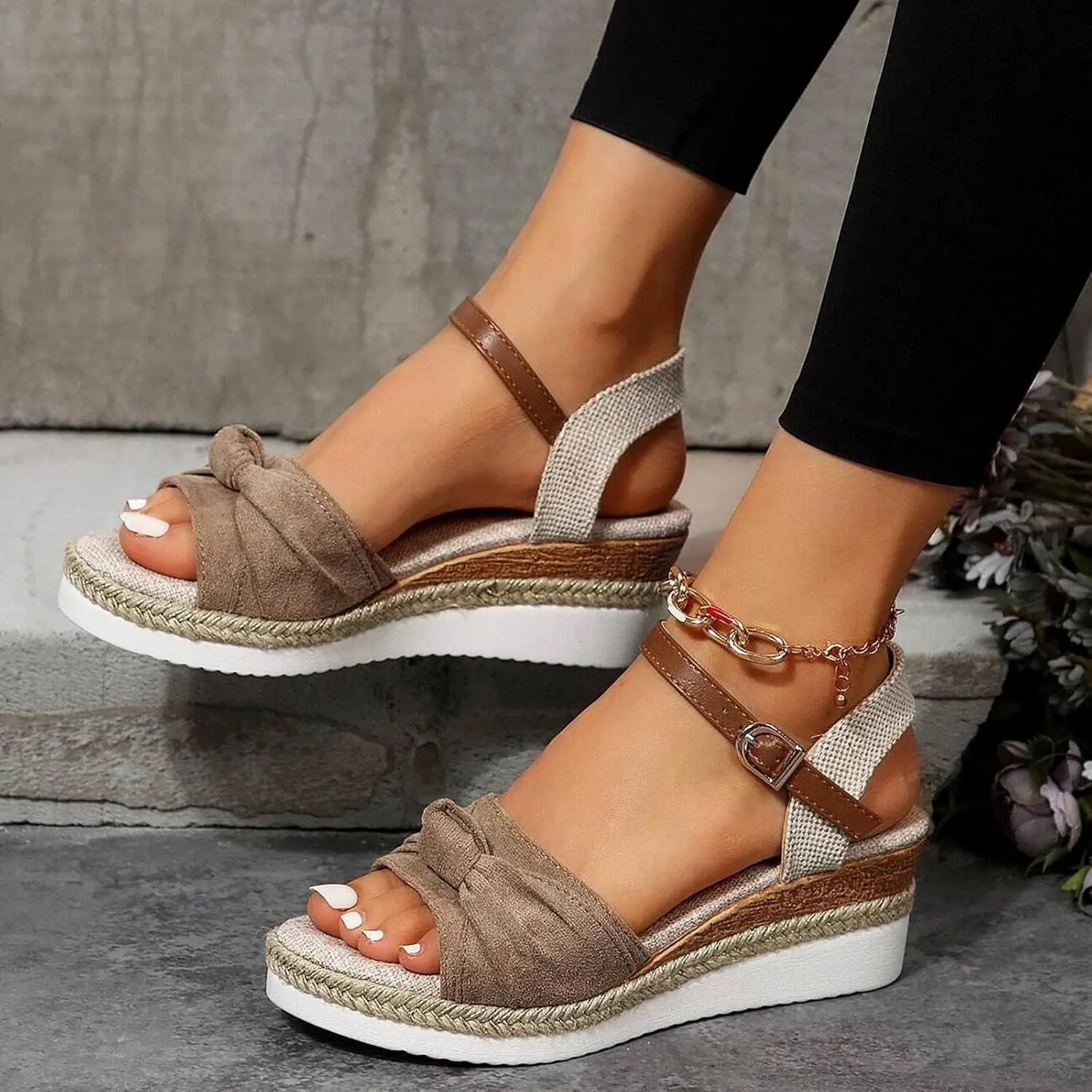 Orthopedic Wedge Sandals for Women Summer Dressy Open Toe Ankle Strap Platform Sandals Casual Strappy Low Wedges Slip on Sandals Zipper Beach Sandals Dress Comfortable Outdoor Shoes