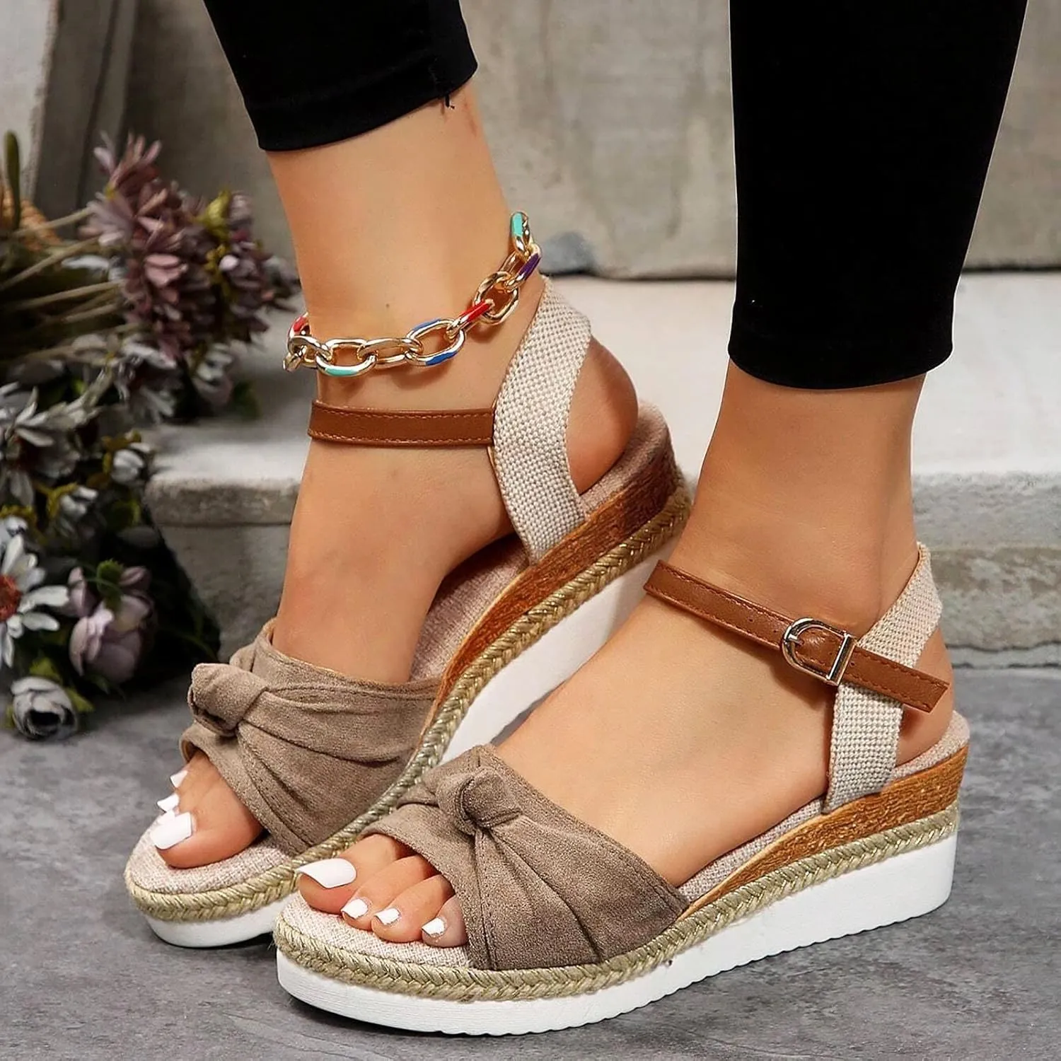 Orthopedic Wedge Sandals for Women Summer Dressy Open Toe Ankle Strap Platform Sandals Casual Strappy Low Wedges Slip on Sandals Zipper Beach Sandals Dress Comfortable Outdoor Shoes