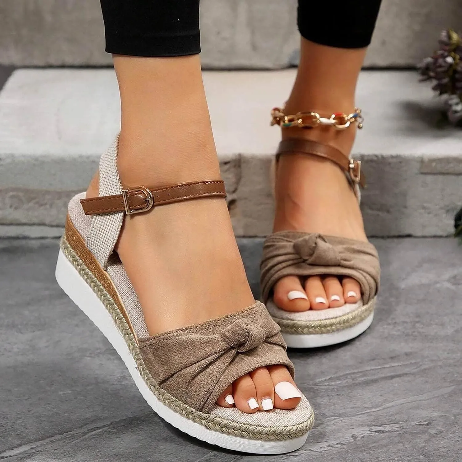 Orthopedic Wedge Sandals for Women Summer Dressy Open Toe Ankle Strap Platform Sandals Casual Strappy Low Wedges Slip on Sandals Zipper Beach Sandals Dress Comfortable Outdoor Shoes