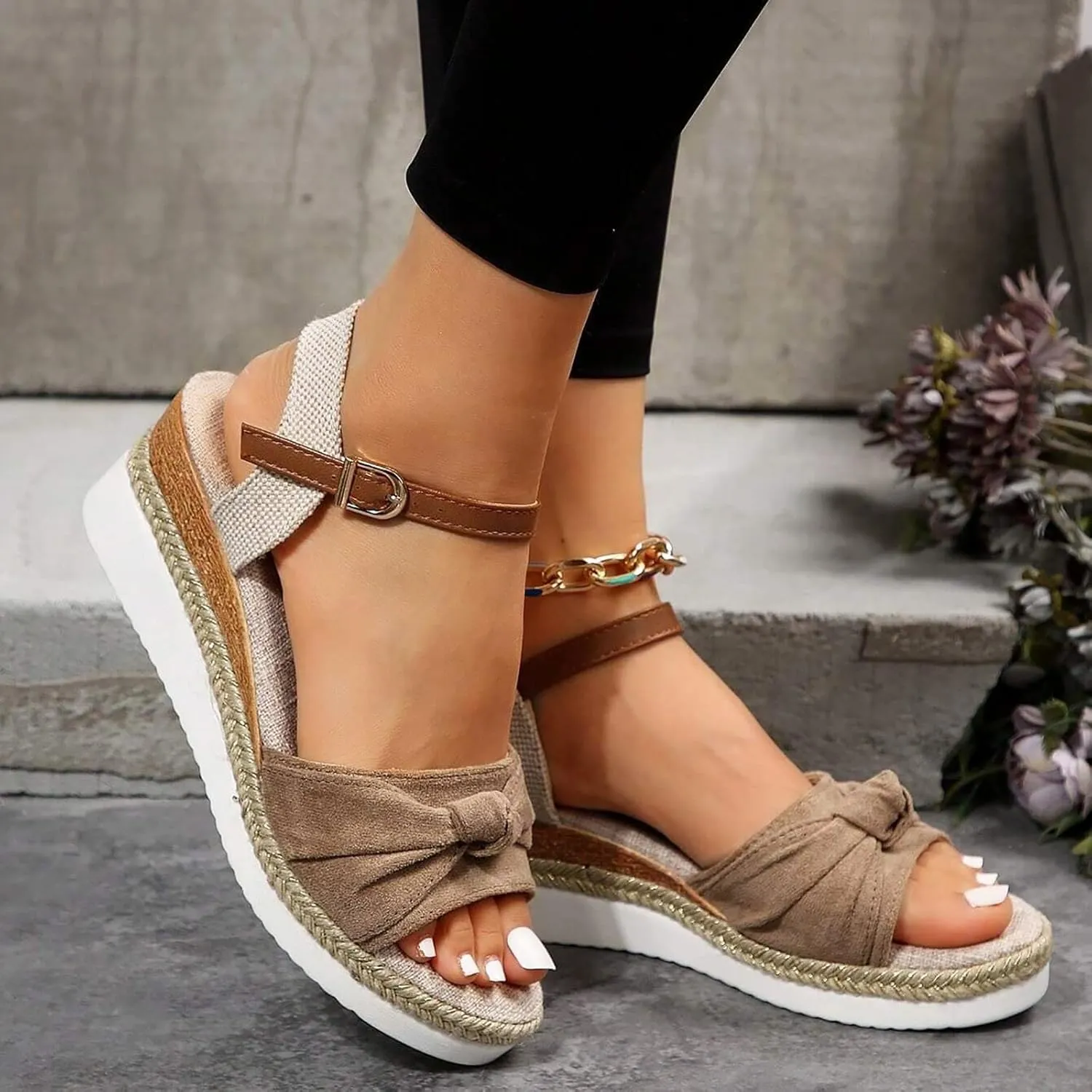 Orthopedic Wedge Sandals for Women Summer Dressy Open Toe Ankle Strap Platform Sandals Casual Strappy Low Wedges Slip on Sandals Zipper Beach Sandals Dress Comfortable Outdoor Shoes