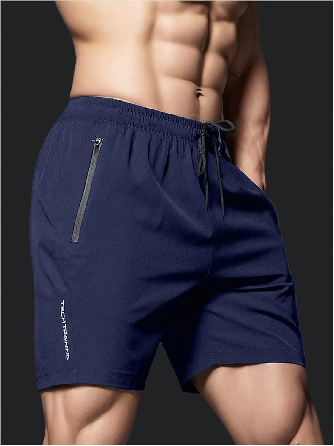 OYOANGLE Men's Sweat Shorts Running Shorts Lightweight Quick Dry Zipper Pocket Athletic Gym Shorts