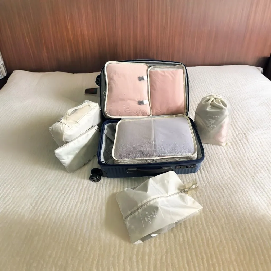 Packing Cubes 7 -Piece-Set Travel Luggage Packing Organizers Set Waterproof Travel Essentials Clothes Shoes Cosmetics Toiletries Storage Bags