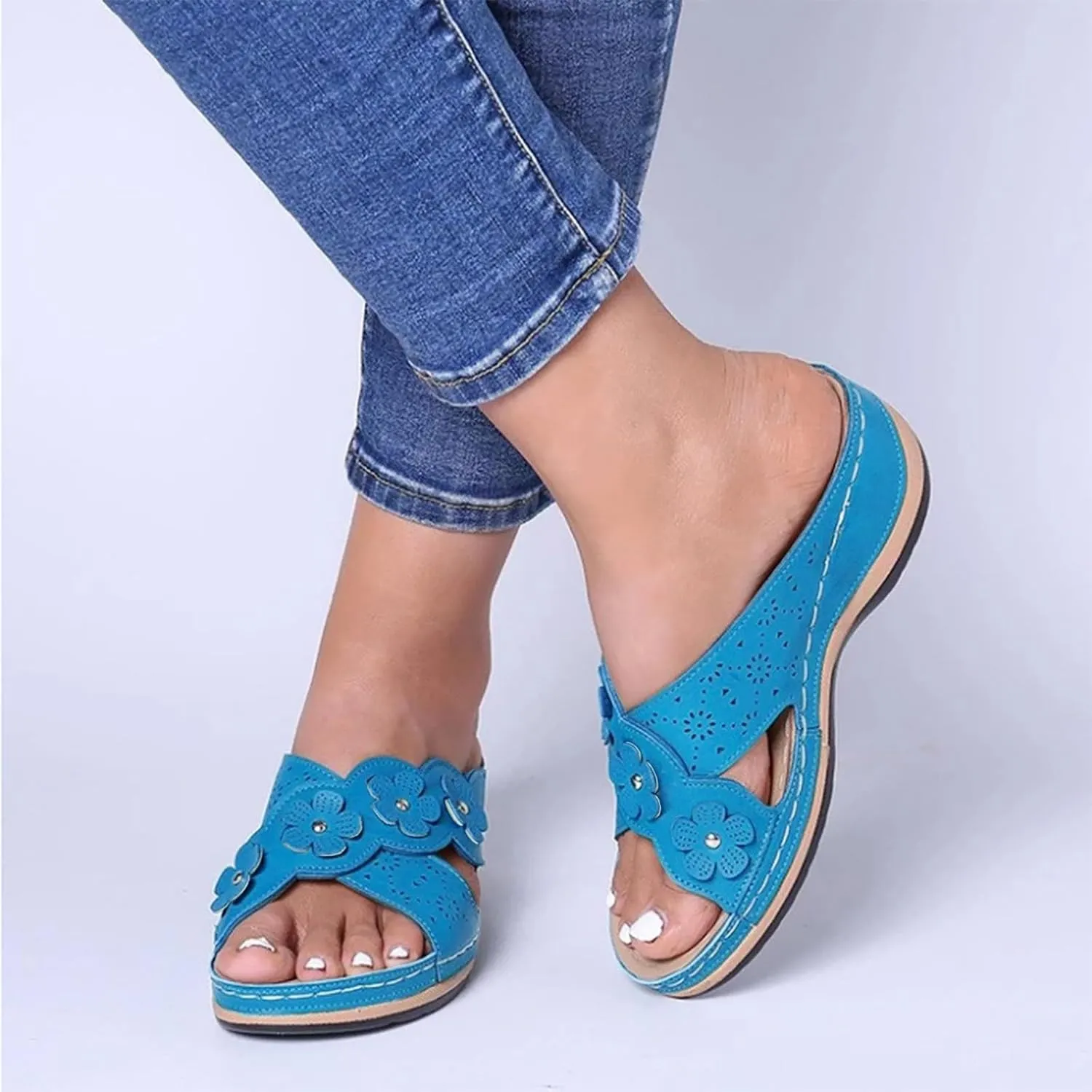 Platform Wedge Sneakers for Women Fashion Embroidery Floral Mesh Air Fashion Sneakers for Women, Platform Wedge Embroidery Floral Mesh Air Slip On LoafersComfort Chunky