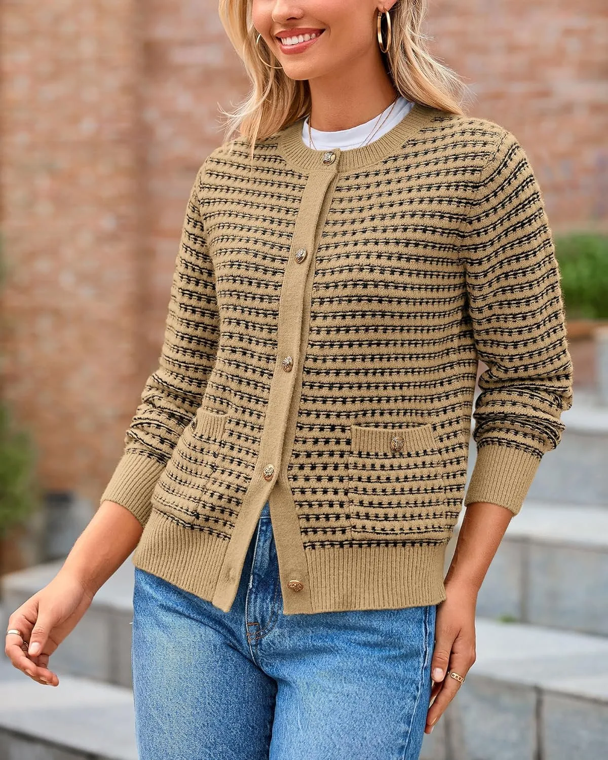 PRETTYGARDEN Women's Cardigan Sweaters 2025 Spring Long Sleeve Button Down Open Front Chunky Knitted Jackets Cute Outwear