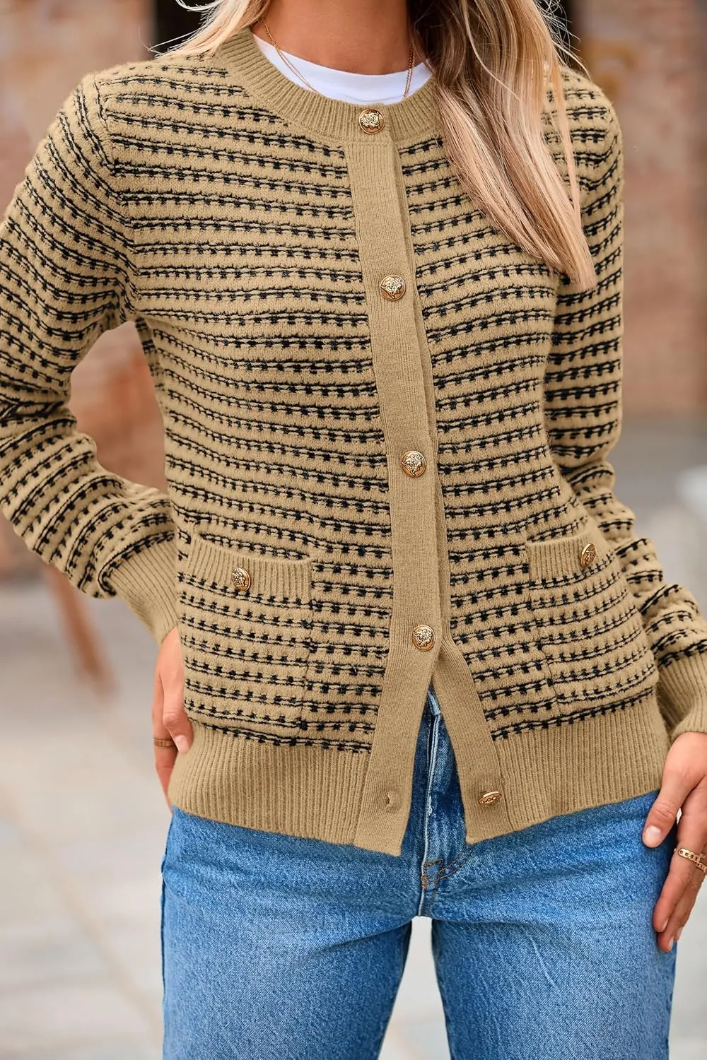 PRETTYGARDEN Women's Cardigan Sweaters 2025 Spring Long Sleeve Button Down Open Front Chunky Knitted Jackets Cute Outwear