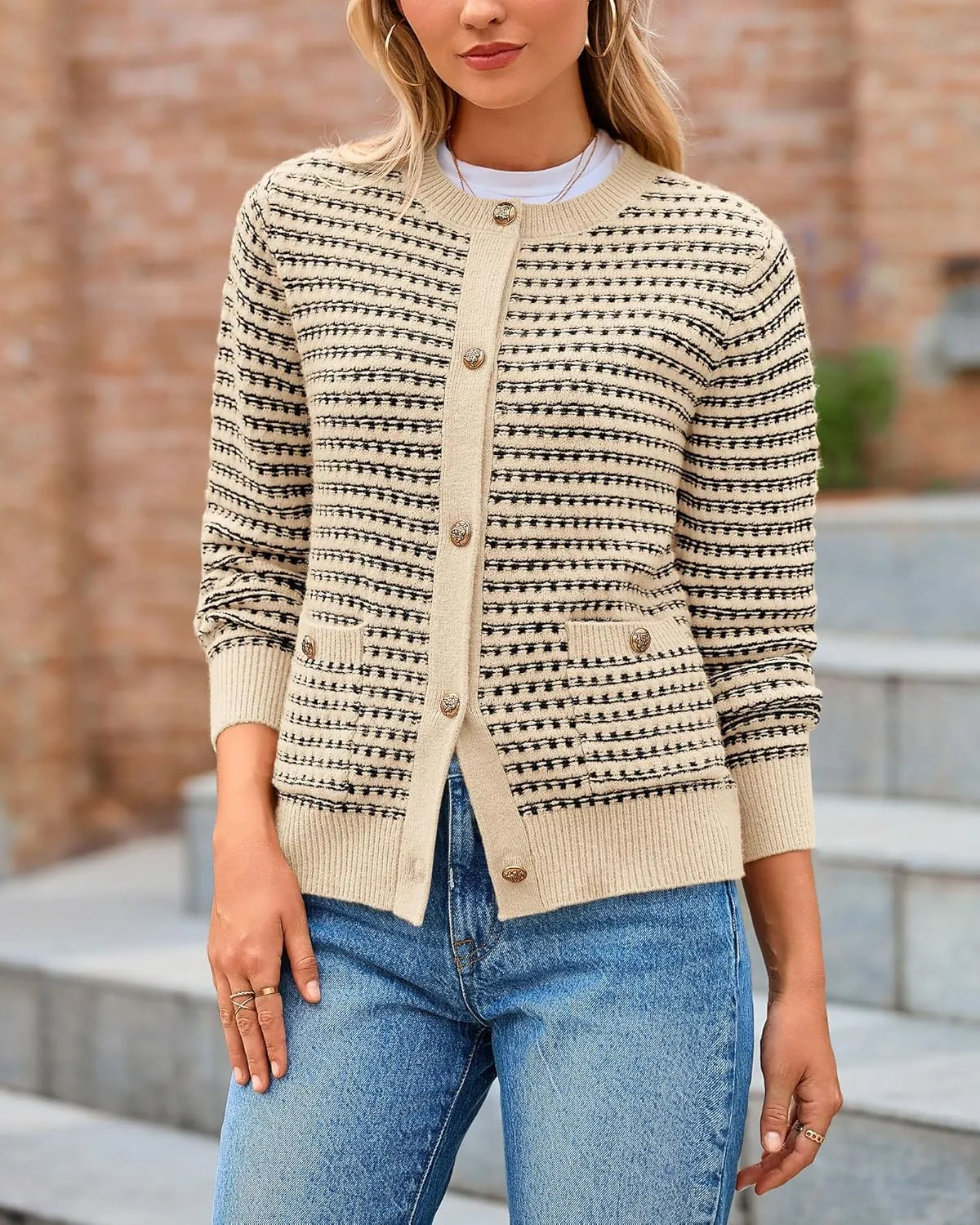PRETTYGARDEN Women's Cardigan Sweaters 2025 Spring Long Sleeve Button Down Open Front Chunky Knitted Jackets Cute Outwear