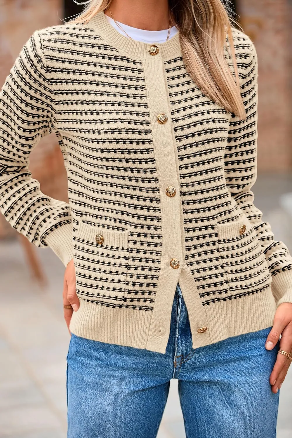 PRETTYGARDEN Women's Cardigan Sweaters 2025 Spring Long Sleeve Button Down Open Front Chunky Knitted Jackets Cute Outwear