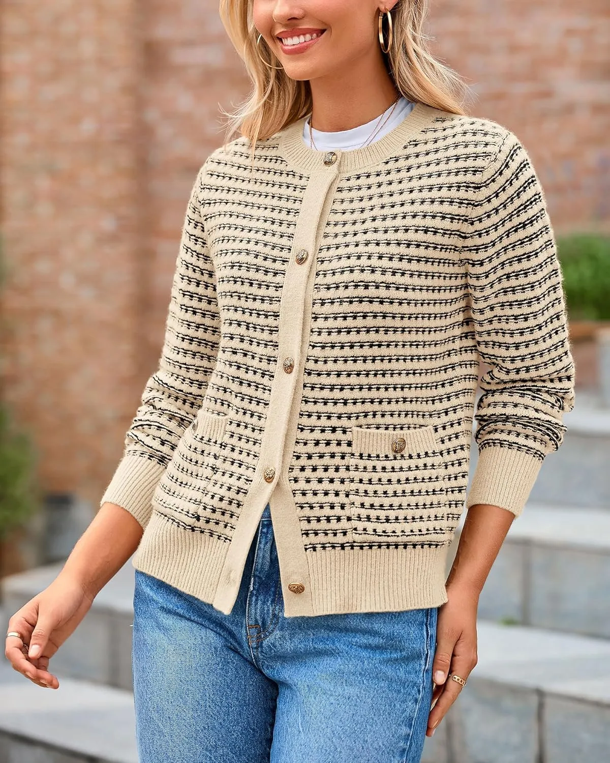 PRETTYGARDEN Women's Cardigan Sweaters 2025 Spring Long Sleeve Button Down Open Front Chunky Knitted Jackets Cute Outwear