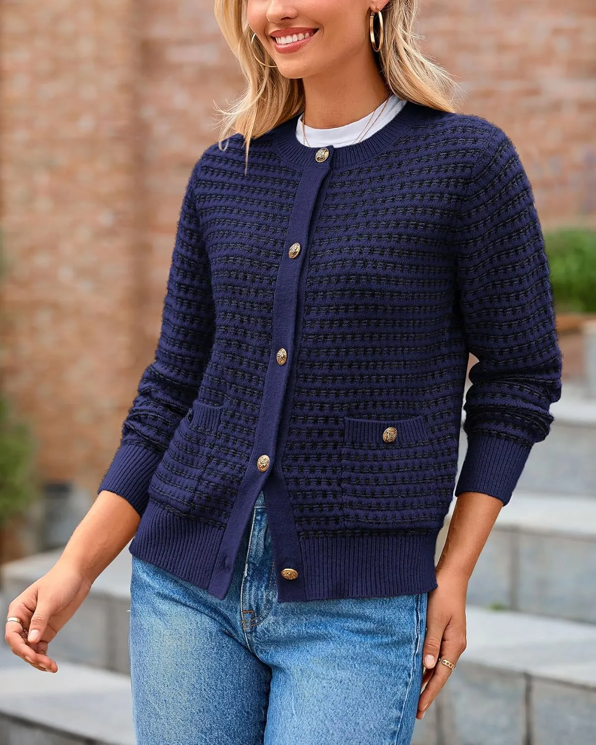 PRETTYGARDEN Women's Cardigan Sweaters 2025 Spring Long Sleeve Button Down Open Front Chunky Knitted Jackets Cute Outwear