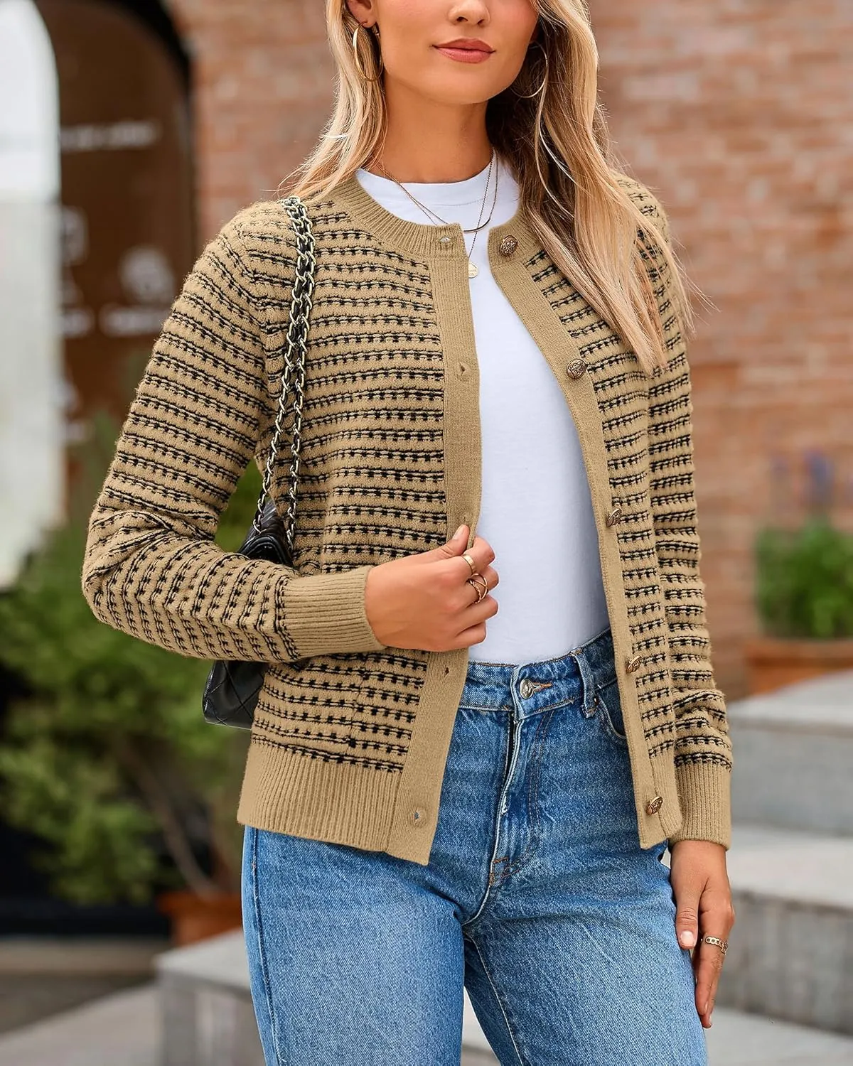 PRETTYGARDEN Women's Cardigan Sweaters 2025 Spring Long Sleeve Button Down Open Front Chunky Knitted Jackets Cute Outwear