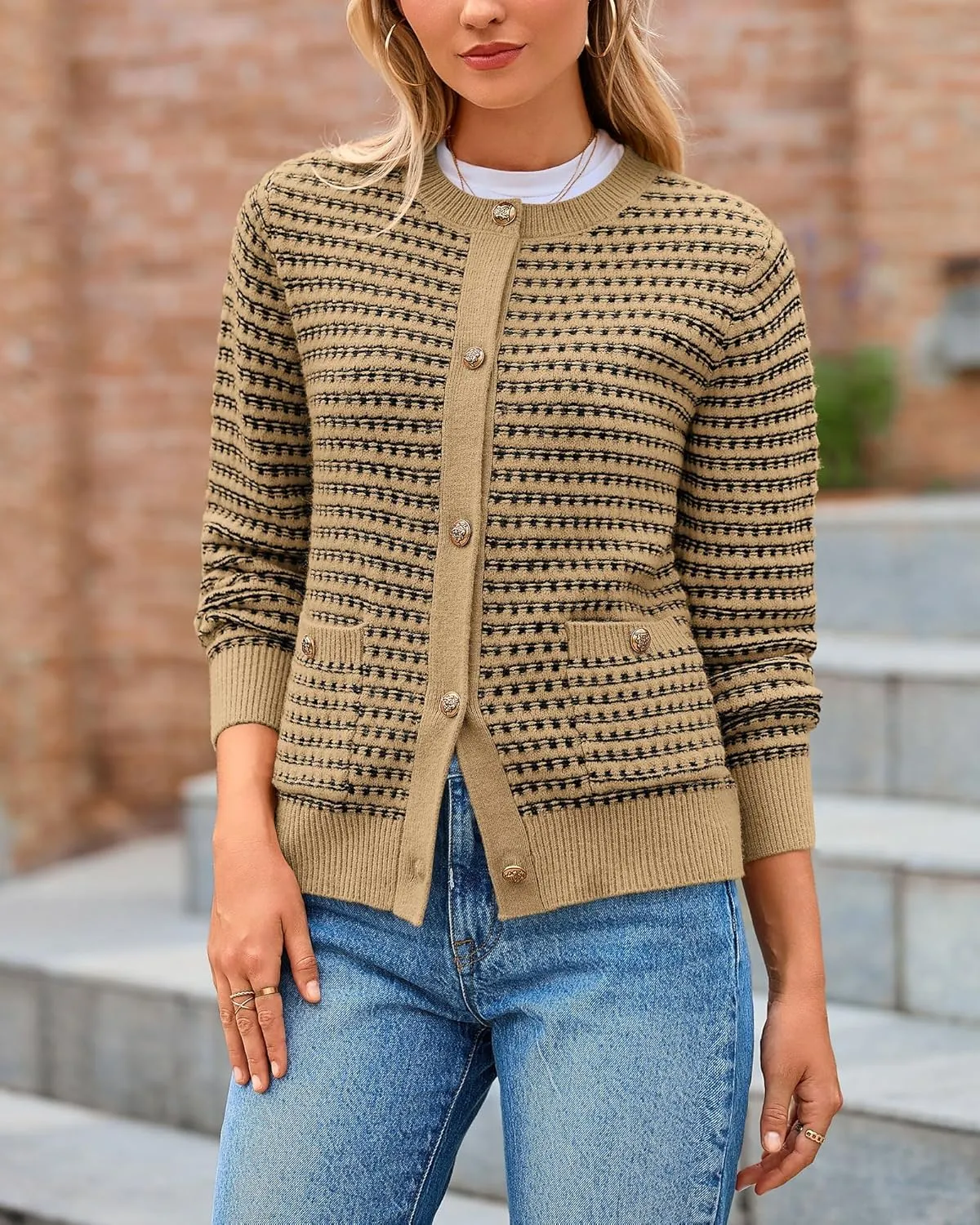 PRETTYGARDEN Women's Cardigan Sweaters 2025 Spring Long Sleeve Button Down Open Front Chunky Knitted Jackets Cute Outwear