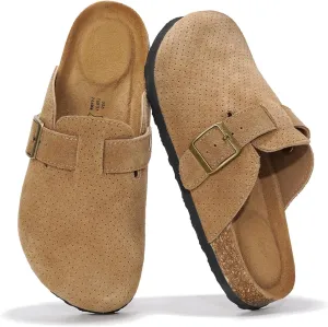Project Cloud Genuine Leather Footbed Clogs for Women - Memory Foam Arch Support Slippers for Women - Trendy Slip-ons Women's Mules & Clogs Sandals (Benton)