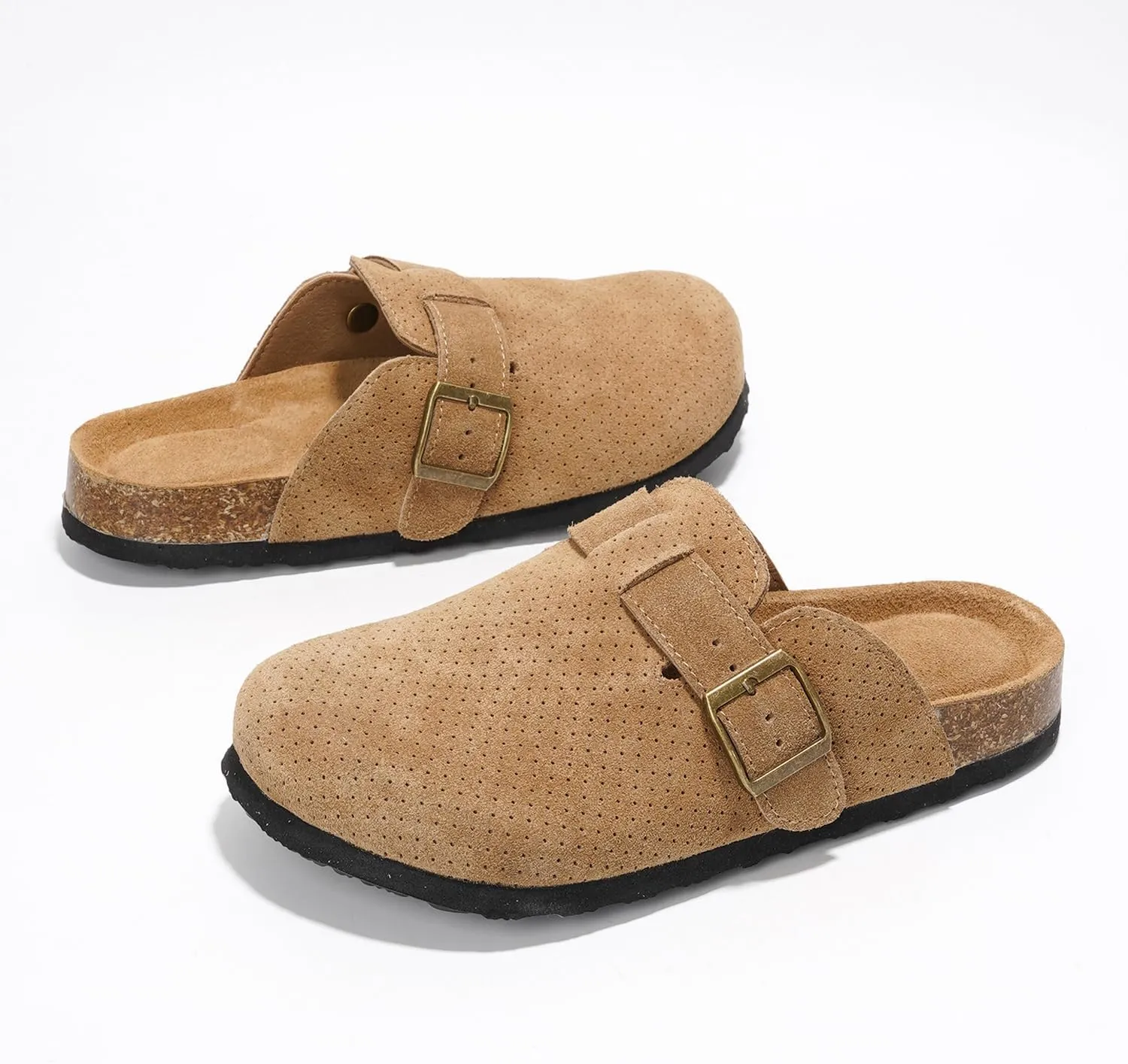 Project Cloud Genuine Leather Footbed Clogs for Women - Memory Foam Arch Support Slippers for Women - Trendy Slip-ons Women's Mules & Clogs Sandals (Benton)