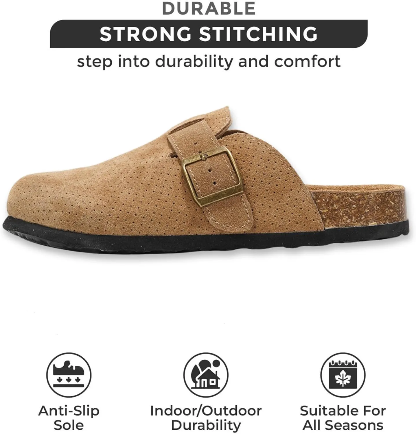 Project Cloud Genuine Leather Footbed Clogs for Women - Memory Foam Arch Support Slippers for Women - Trendy Slip-ons Women's Mules & Clogs Sandals (Benton)