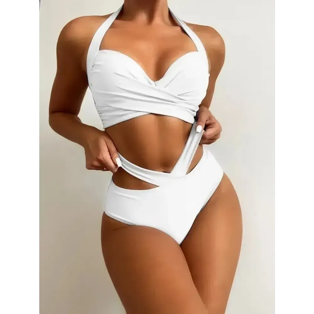 Push Up Solid Halter Bikinis