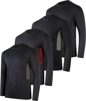 Real Essentials 4 Pack: Men's Dry-Fit UV Moisture Wicking UPF 50  SPF Sun Protective Fishing Hiking Active Long Sleeve Shirt