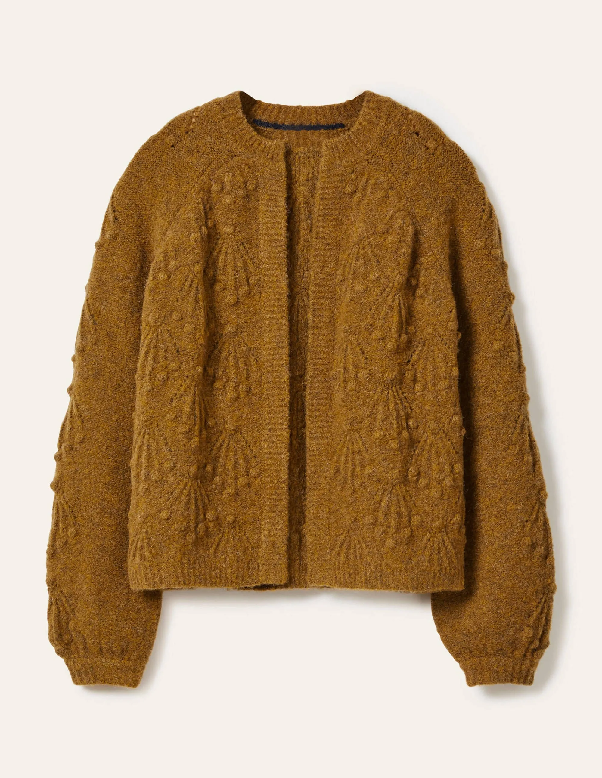 Relaxed Cable Cardigan-Moss Brown