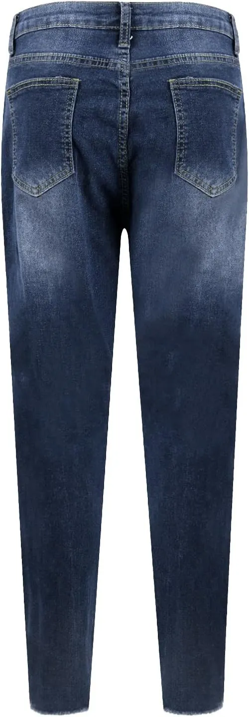 Ripped Jeans Womens Fall Fashion 2024 Trendy Winter Skinny Jeans High Waisted Tummy Control Jeggings Denim Leggings