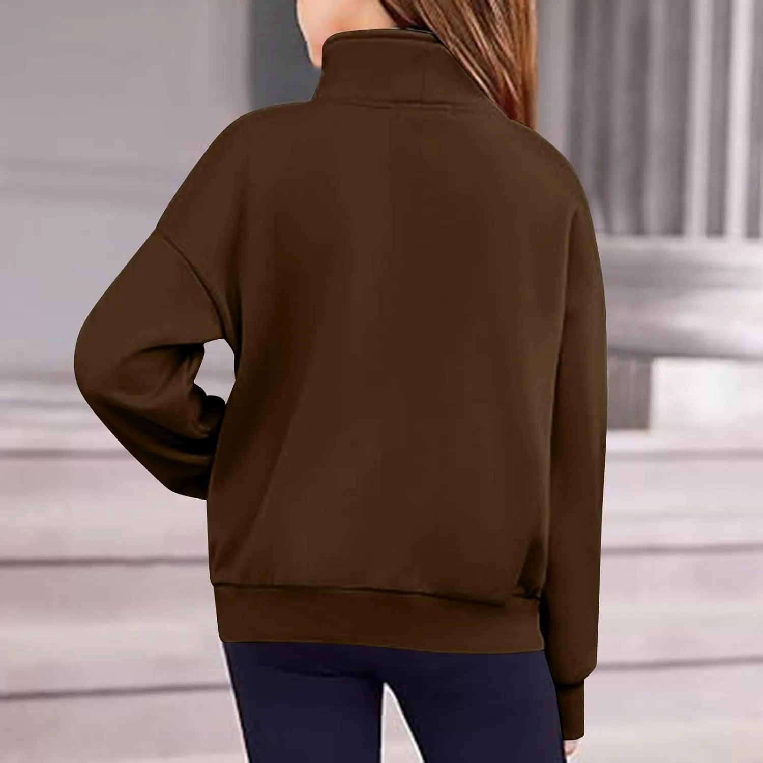 RKSTN Boys Girls Half Zip Sweatshirt Fleece Quarter Zip Pullover Sweatshirts Fall Tops with Pockets Thumb Hole