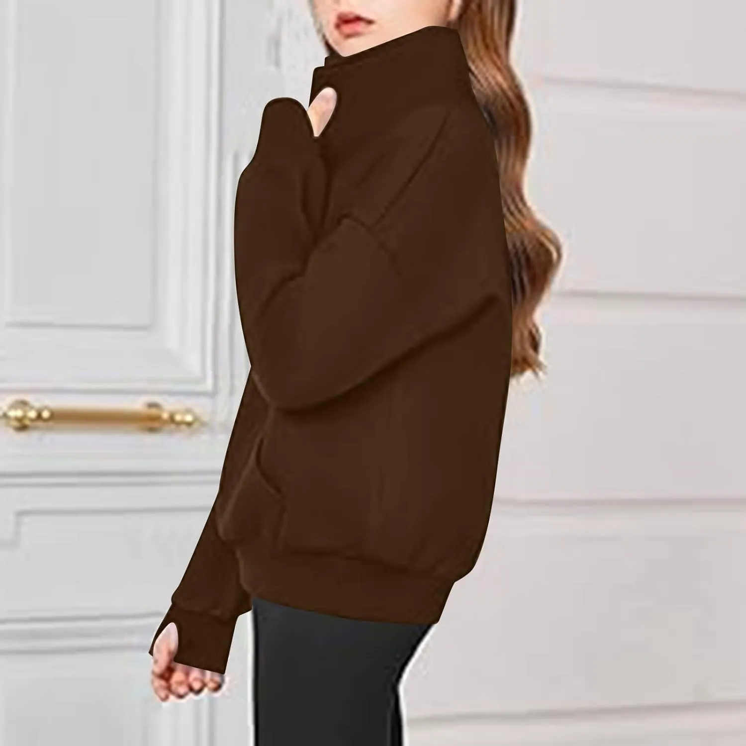 RKSTN Boys Girls Half Zip Sweatshirt Fleece Quarter Zip Pullover Sweatshirts Fall Tops with Pockets Thumb Hole