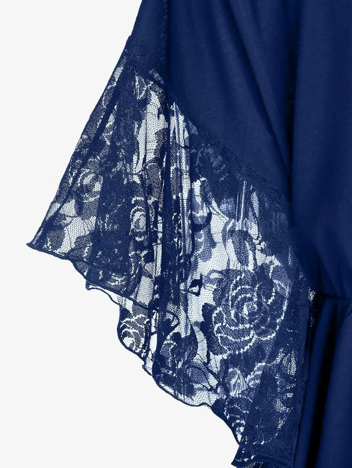 ROSE GAL Women's Plus Size Flower Lace Butterfly Sleeve T Shirt Curve Flower Lace Summer Casual Tunic