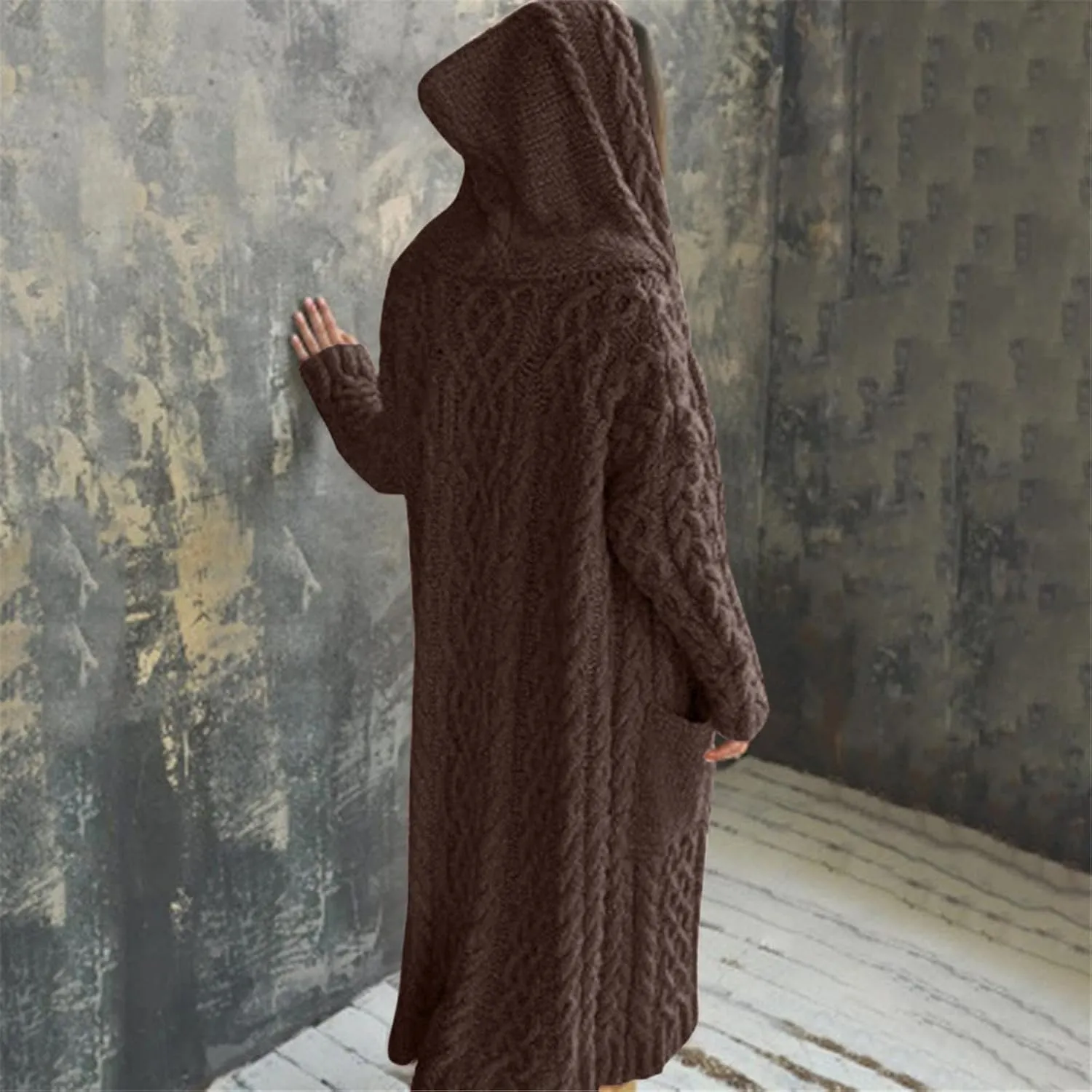 SHAOBGE Sweater Formal Coat Solid Solid Sweater Winter Long Knitted Pocket Loose Women Light Sweaters for Women Open