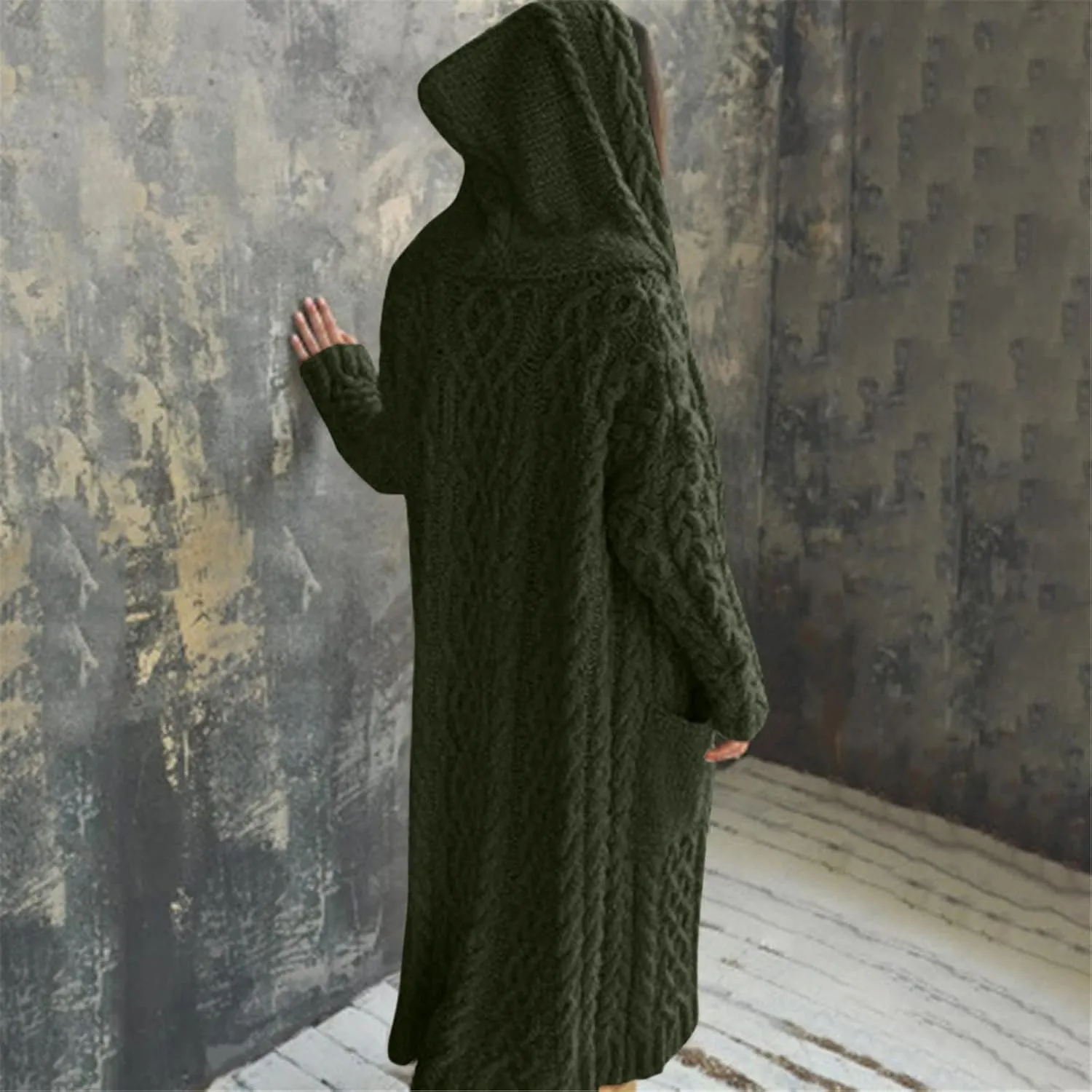 SHAOBGE Sweater Formal Coat Solid Solid Sweater Winter Long Knitted Pocket Loose Women Light Sweaters for Women Open