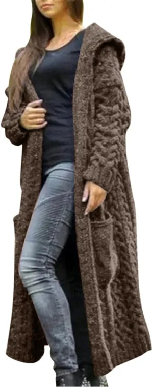 SHAOBGE Sweater Formal Coat Solid Solid Sweater Winter Long Knitted Pocket Loose Women Light Sweaters for Women Open