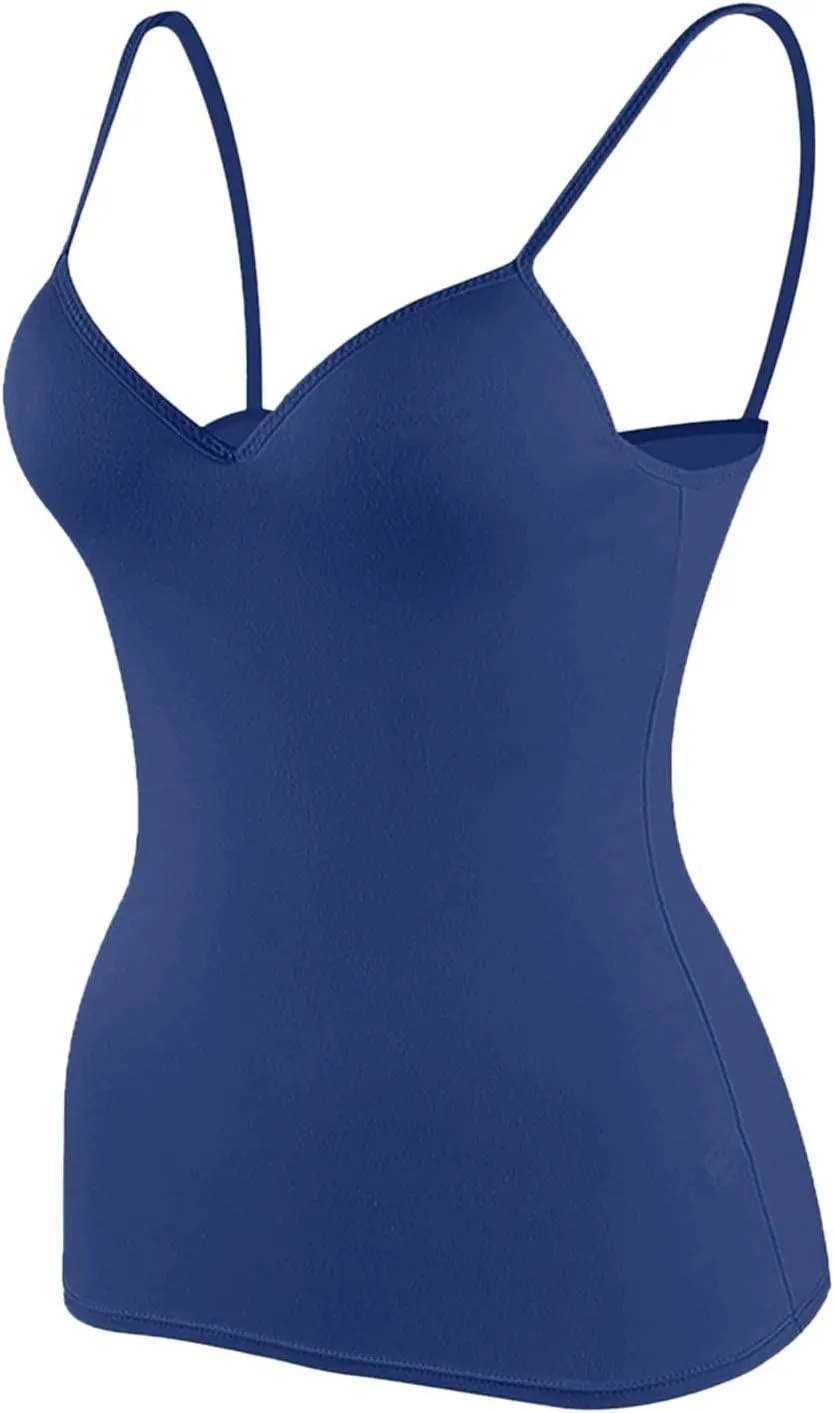 Shelf Bra Tank Tops for Women Adjustable Spaghetti Strap Yoga Shirts Basic Padded Tank Tops Undershirts Built in Bra
