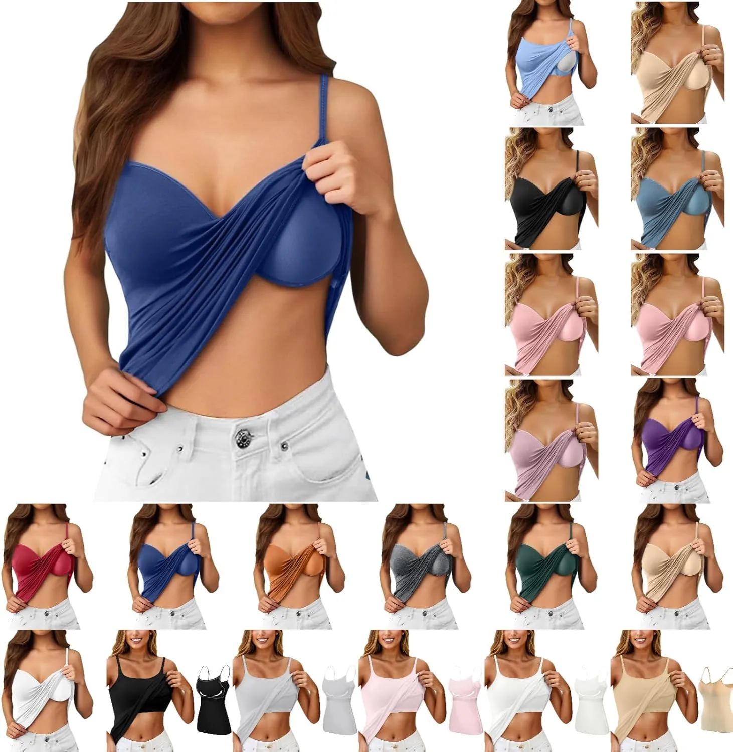Shelf Bra Tank Tops for Women Adjustable Spaghetti Strap Yoga Shirts Basic Padded Tank Tops Undershirts Built in Bra