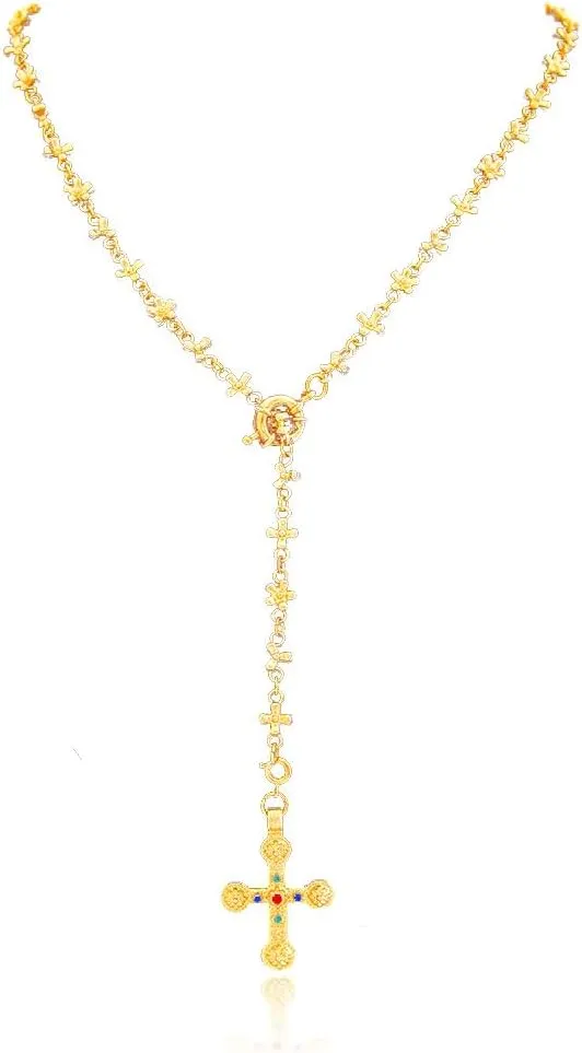 Shiny Cross Pendant Necklace for Women Fashion Molecule Chain necklace Statement Y2K Ins Party Jewelry