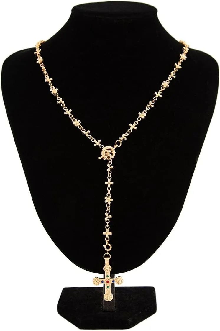Shiny Cross Pendant Necklace for Women Fashion Molecule Chain necklace Statement Y2K Ins Party Jewelry