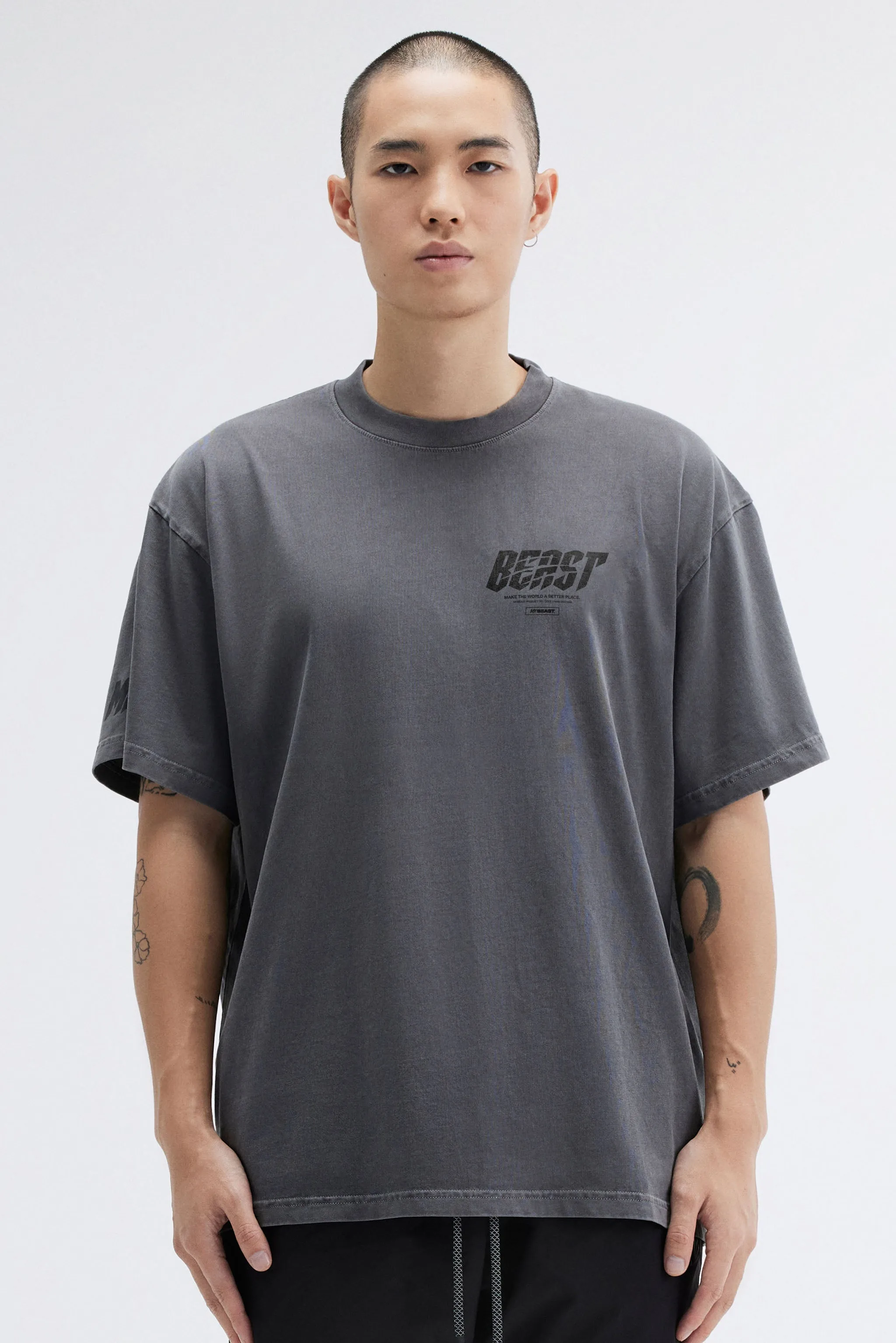 SHREDDER PIGMENT DYE SS TEE - BLACK