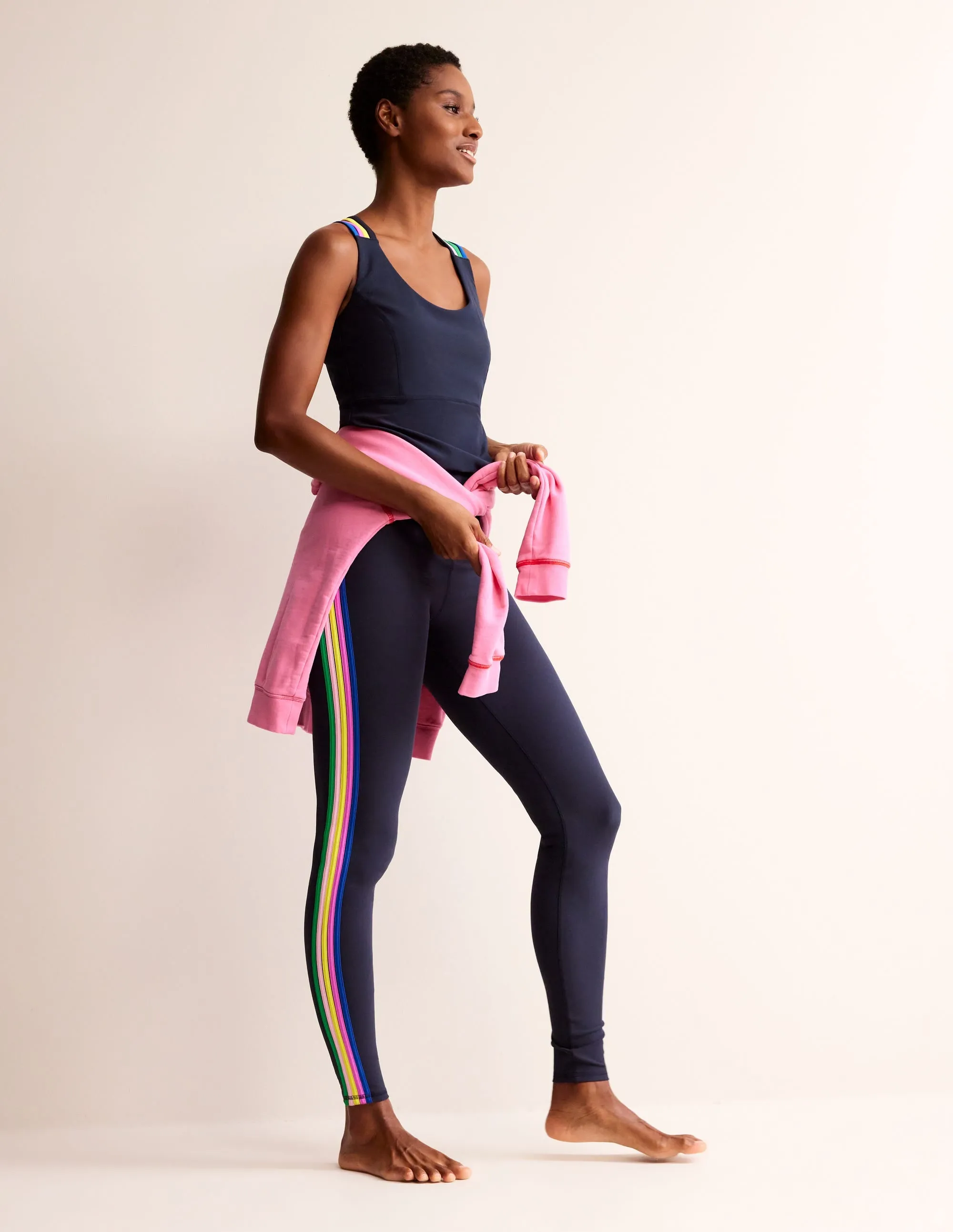 Side Stripe Leggings-Navy Side Stripe