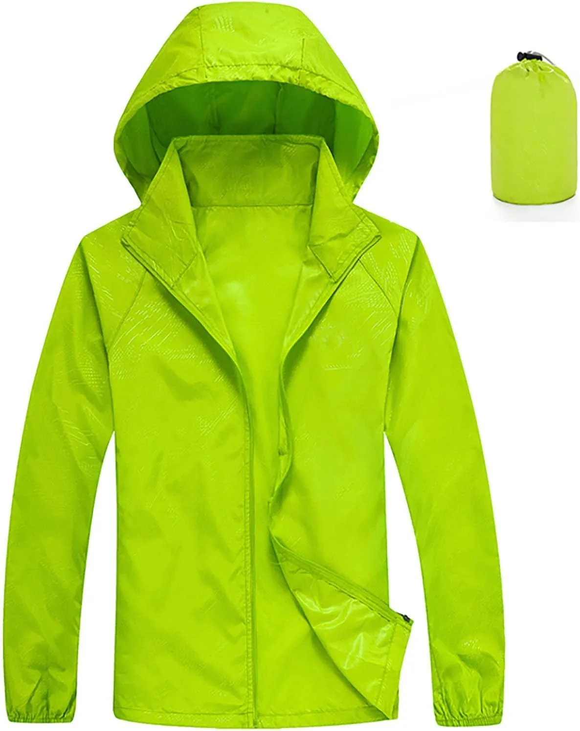 Sinzelimin Womens Sun Protection Jacket Lightweight Zipper Long Sleeves Hooded Windbreaker Jackets Raincoats with Storage Bag