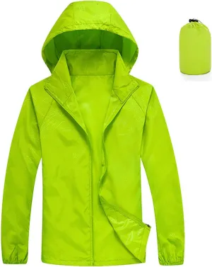 Sinzelimin Womens Sun Protection Jacket Lightweight Zipper Long Sleeves Hooded Windbreaker Jackets Raincoats with Storage Bag