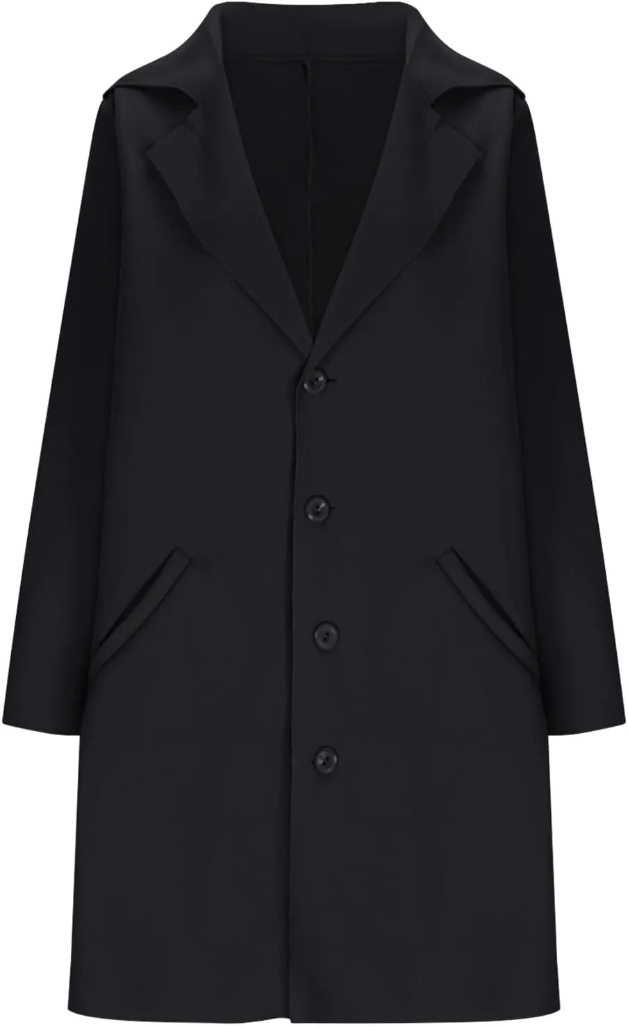 Sinzelimin Women's Woolen Coat Lightweight Mid-length Windbreaker Plus Size Notch Lapel Long Sleeves Trench Coat Windbreaker