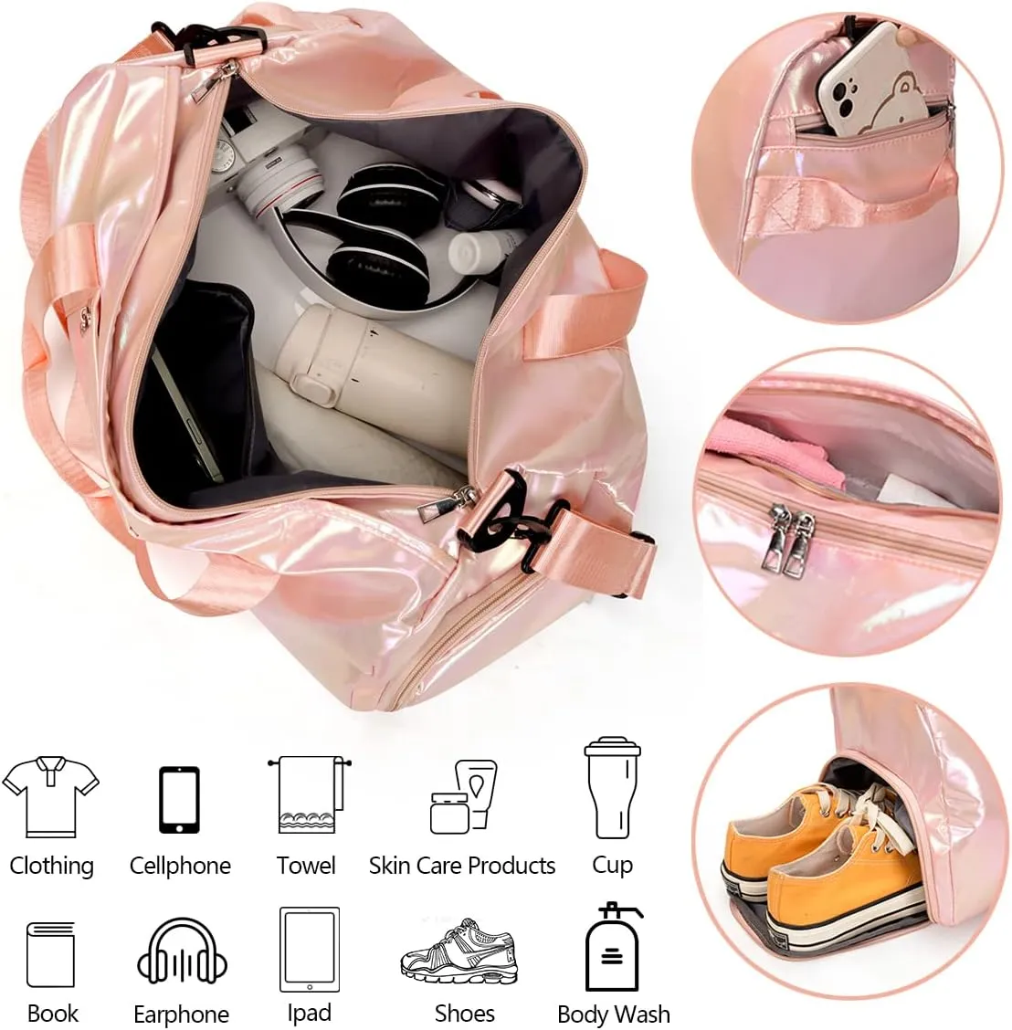 Small Gym Bag for Women with Shoes Compartment and Wet Pocket, Duffle Bag for Travel, Gifts for Daughter (Blue)