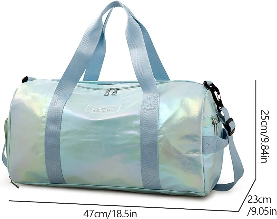 Small Gym Bag for Women with Shoes Compartment and Wet Pocket, Duffle Bag for Travel, Gifts for Daughter (Blue)
