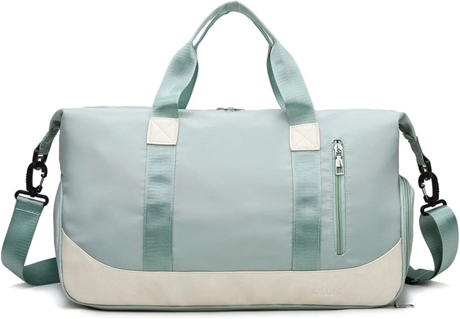 Sports Gym Women Training Fitness Travel Duffel Handbag Nylon Yoga Mat Sport Bag with Shoes Compartment for Men (Light Green)