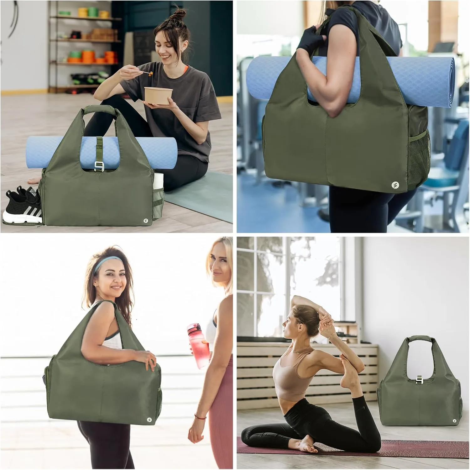 sportsnew Yoga Gym Bags for Women with Shoes Compartment & Wet Dry Storage Pockets & Adjustable Yoga Mat Holder, Patent Pending